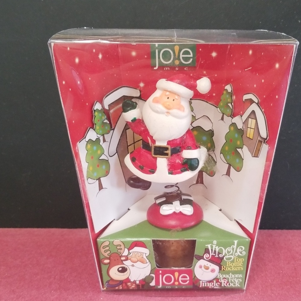 Joie Jingle top bottle rocker Santa wine cork